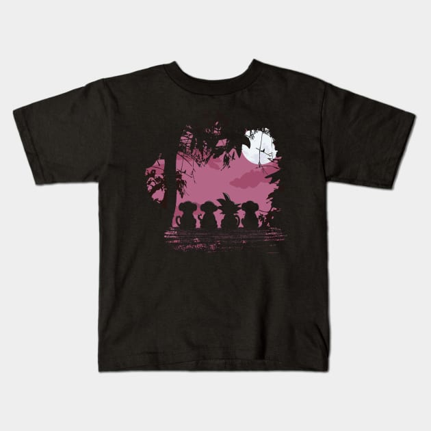 Four Monkeys Kids T-Shirt by Donnie